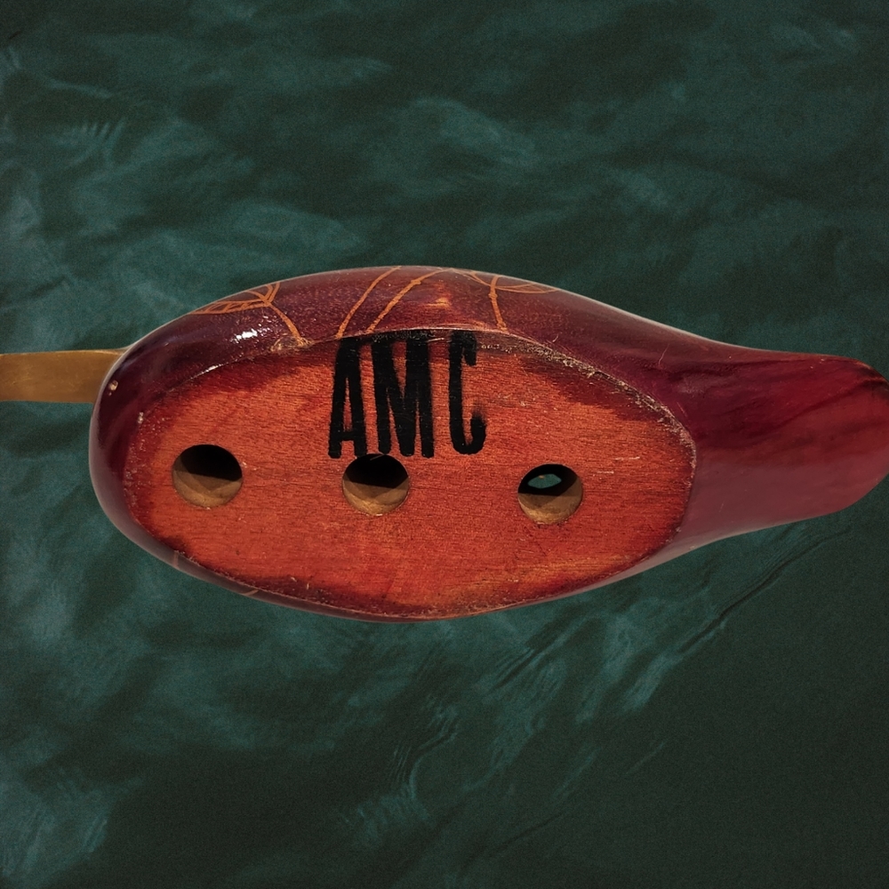 Vintage Amc Wood Carved Duck Red With Leaves‎ Hand Craved 12" - Picture 4 of 7